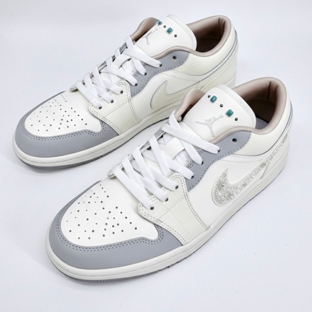 NIKE Jordan 1 Low Sail Soft Pearl Sequins Women's Sneaker